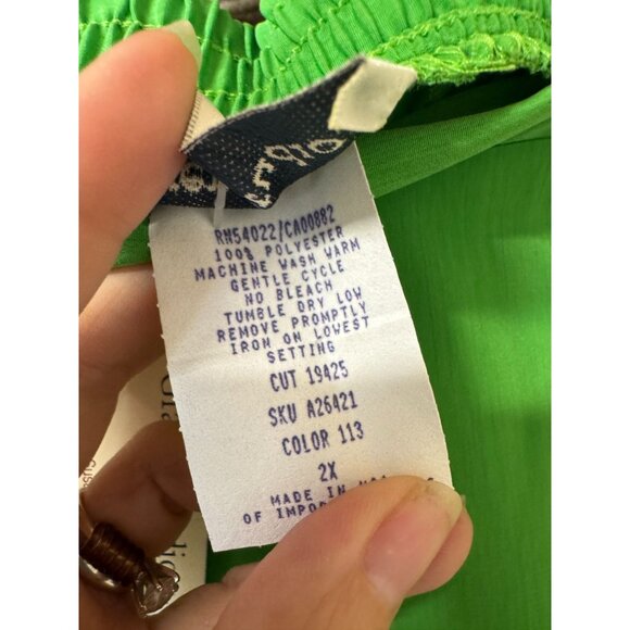 Graver Studio‎ Flat Front Pleated Shorts 2X Pull On Elastic Waist Lime Green - Picture 5 of 5